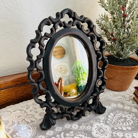 Vintage Other - VTG wood vanity mirror